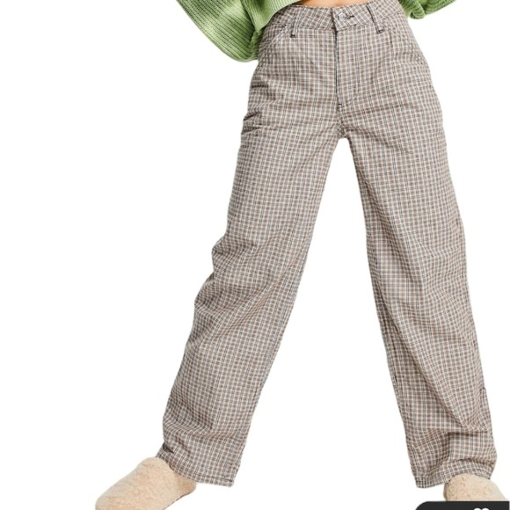 ASOS Petite Design plaid wide leg‎ pant size 4